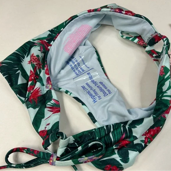 NEW Victorias Secret Size Medium Bikini Bottoms Floral Green Blue Pink 72A #1722 - Picture 3 of 7
